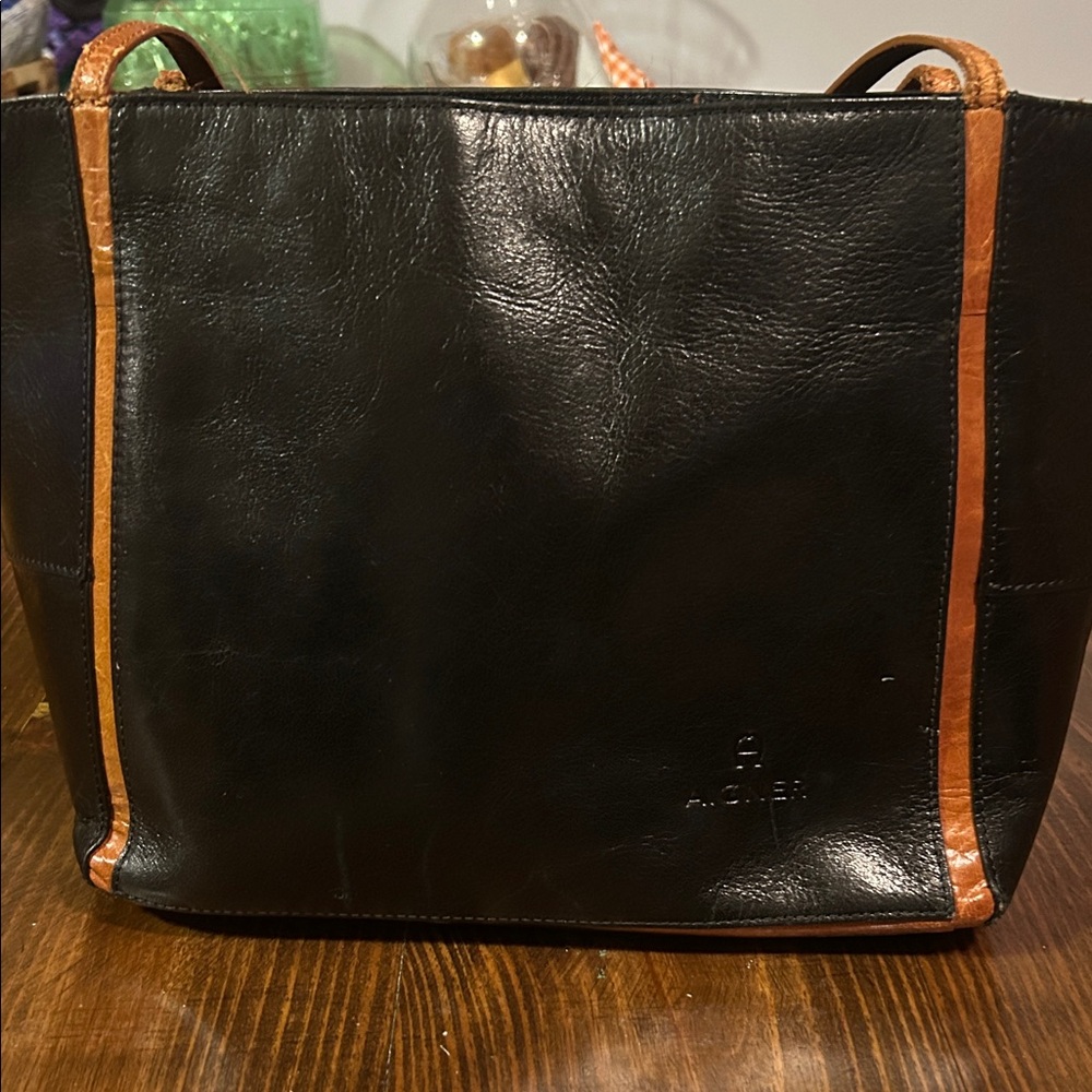 Etienne Aigner Black and Tan Shoulder Bag